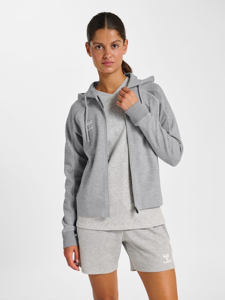 Reißverschluss Kapuzenpullover Hmlmove Damen in GREY MELANGE