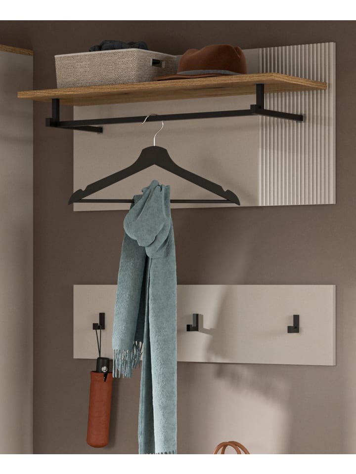 Garderobenpaneel Kaschmir Sand und Eiche Evoke, Wandgarderobe Set 2-teilig 80 cm