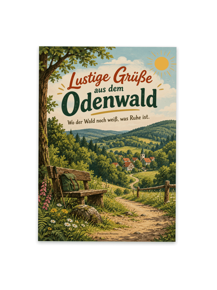 Grußkarte Odenwald humorvoll Design mit Spruch in Weiß