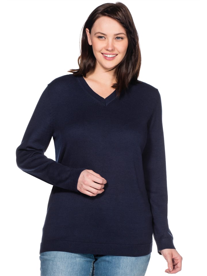 V-Ausschnitt-Pullover in marine