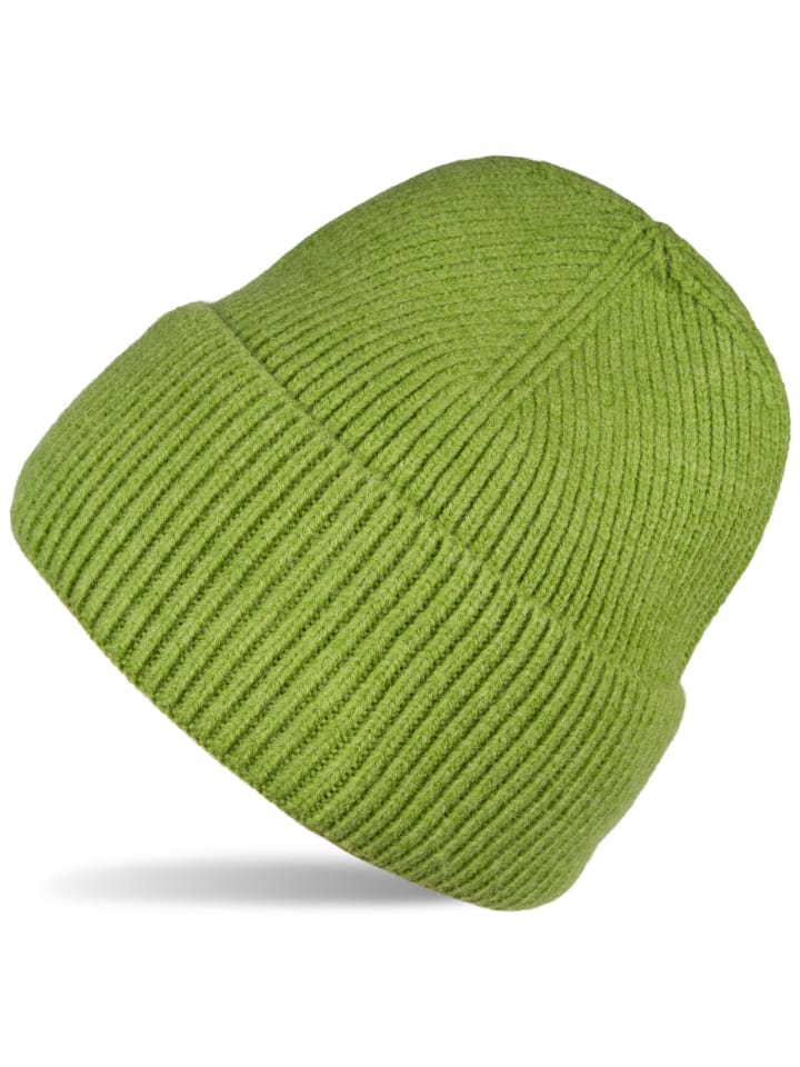 Strickmütze mit Rippenmuster in Lindgrün