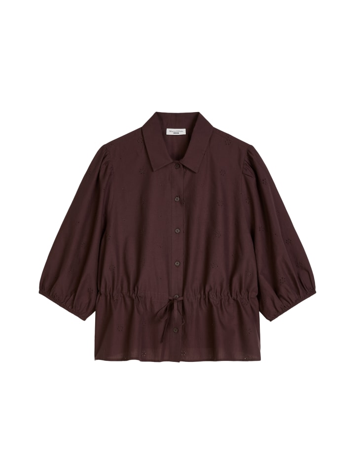 Broderie-Anglaise-Bluse regular in Burnt Aubergine