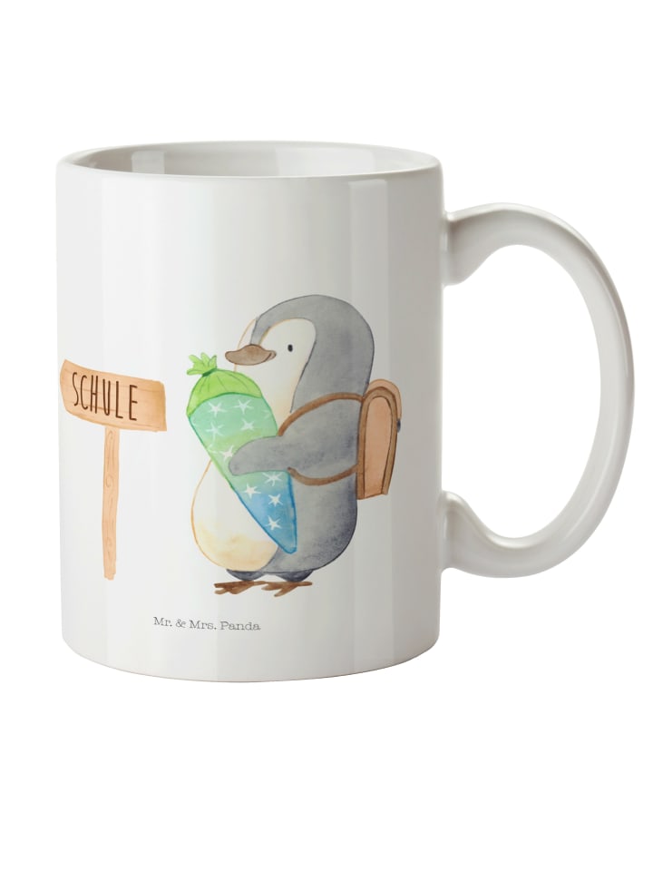 Plastikbecher Pinguin Schultüte ohne Spruch in Weiß