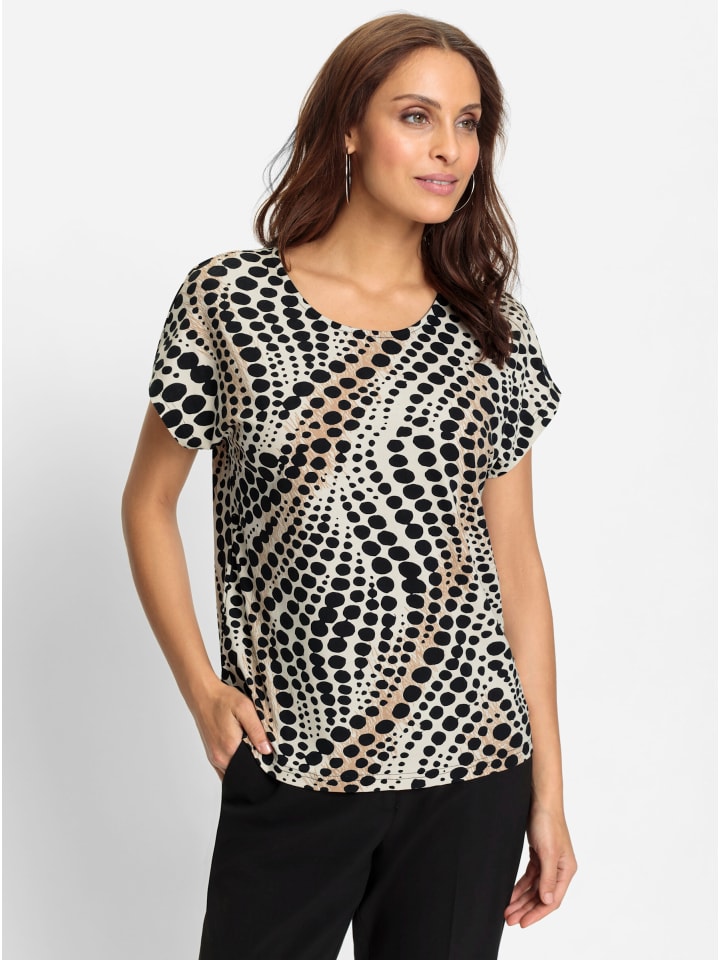 Print-Shirt in elfenbein-schwarz-bedruckt