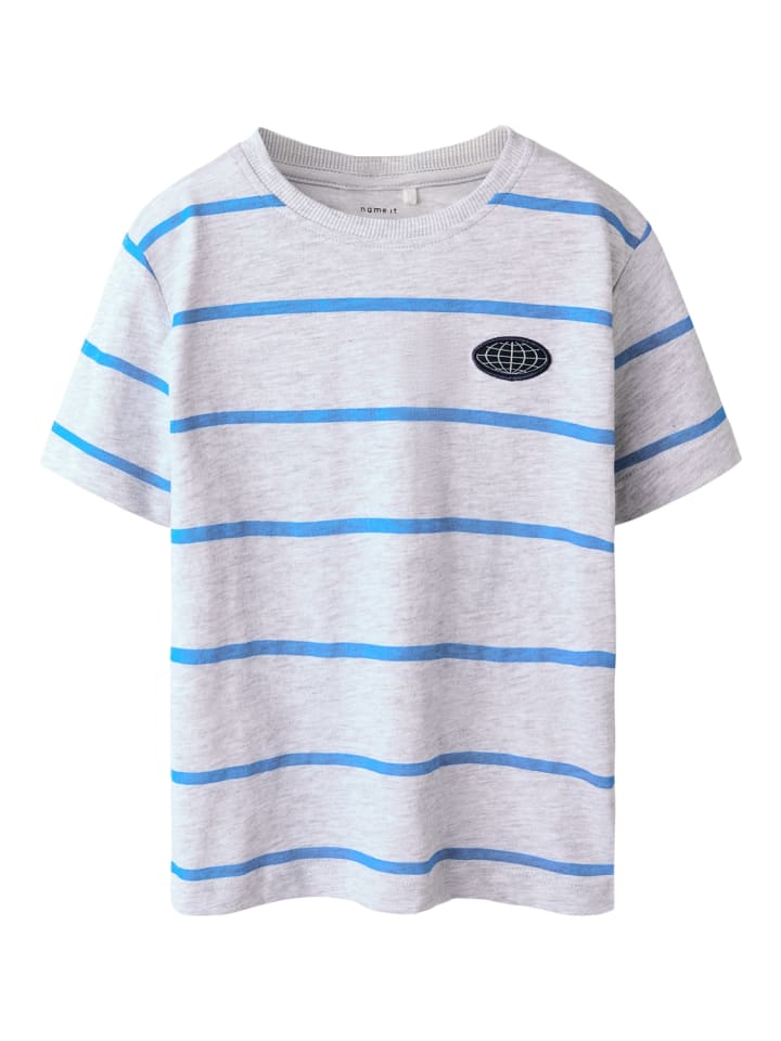 Kurzarm Rundhals T-Shirt Nmmfritz in light grey melange