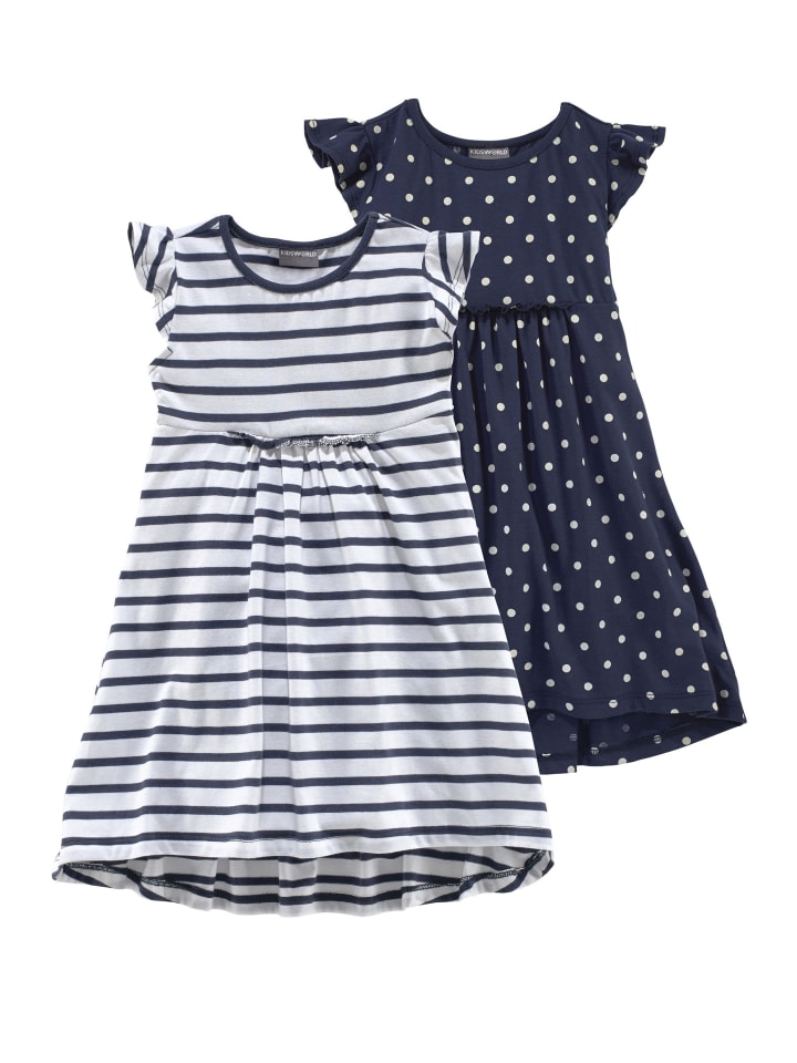 Jerseykleid in marine-weiß