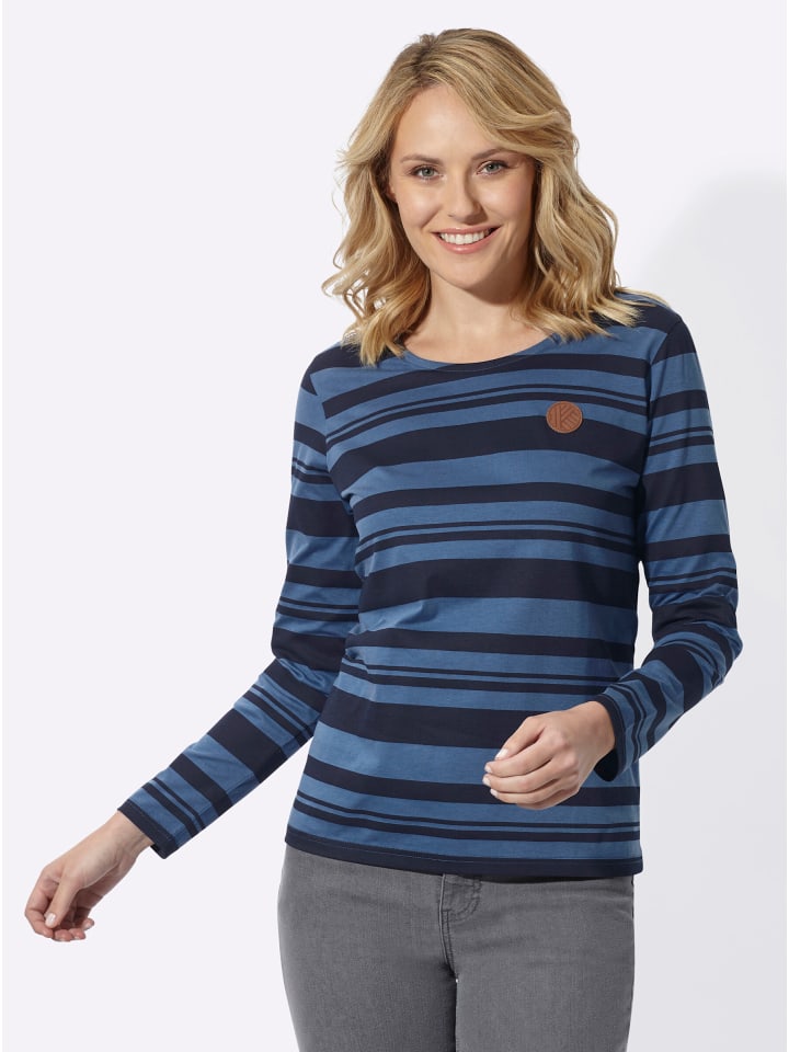 Langarm-Shirt in jeansblau-marine-gestreift