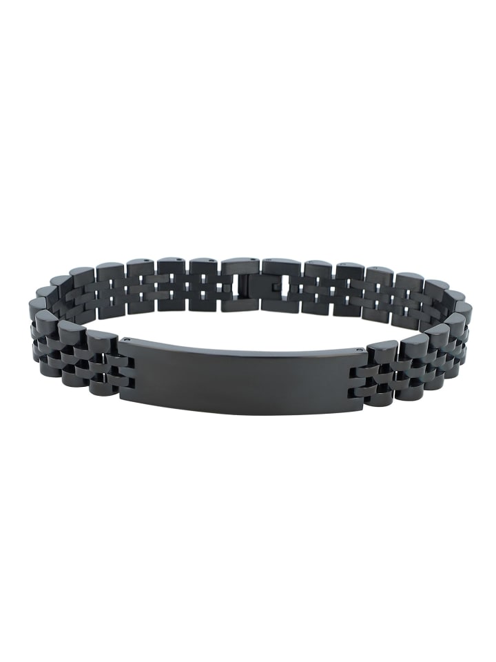 Unisex Armband – Gliederarmband aus Edelstahl 21 cm in schwarz