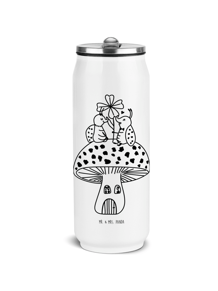 Trinkflasche Edelstahl Marienkäfer Fliegenpilz ... in Weiß