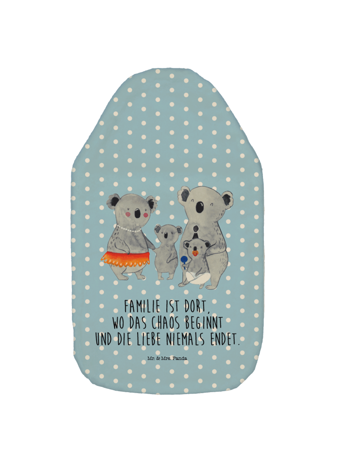 Wärmflasche Koala Familie mit Spruch in Blau Pastell
