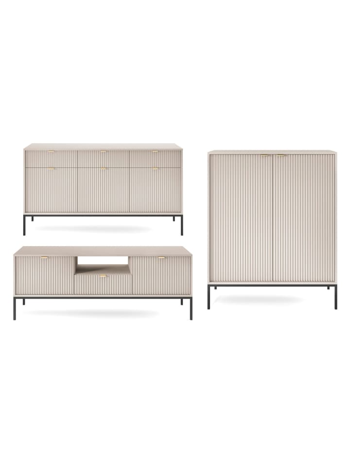 Wohnzimmer-Set Nova Kaschmir / Schwarz 3-teilig