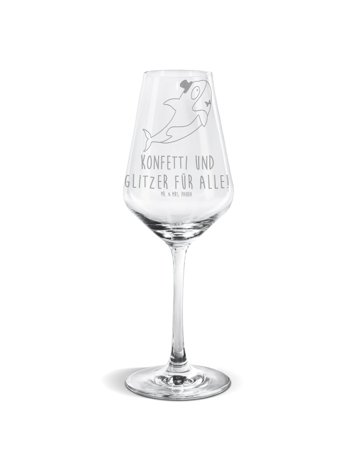 Weißwein Glas Orca Zylinder mit Spruch in Transparent