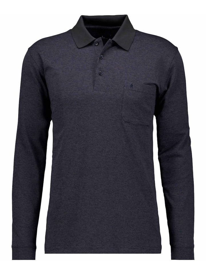 Langarm-Polo in blau