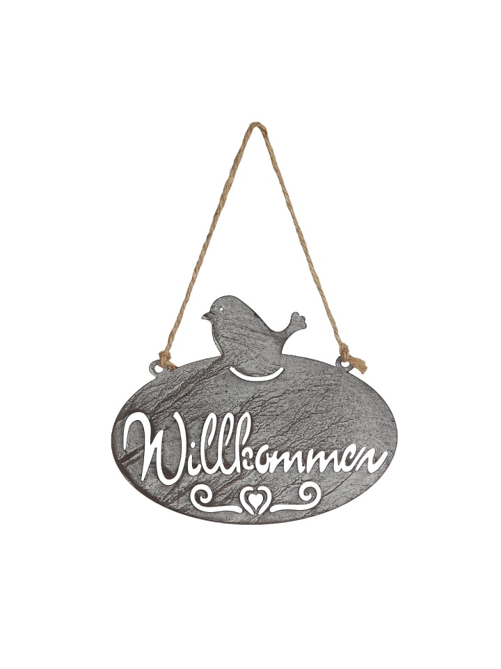 Willkommen Schild mit Vogel (B) 20cm