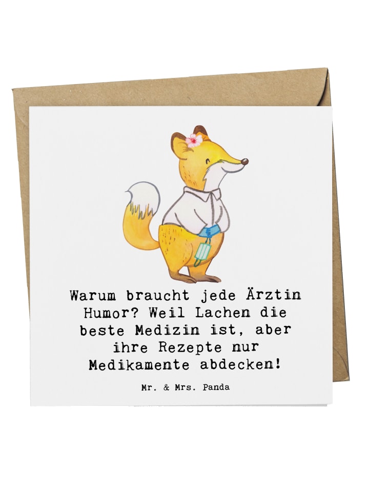 Glückwunschkarte Humorvolle Ärztin mit Spruch in Weiß