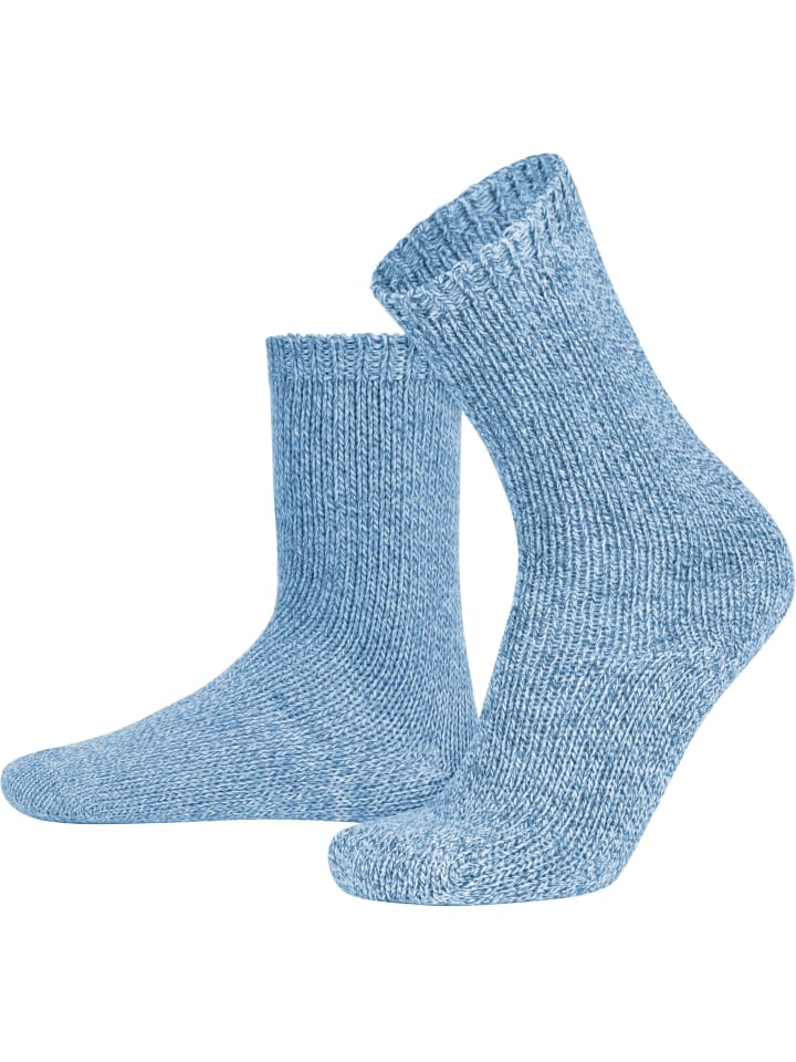 2 Strickwollsocken aus Baum- und Schafwolle in Blau