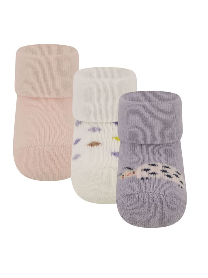 3er-Set Newborn Socken 3er Pack Marienkäfer in hell flieder-latte-rosenwasser