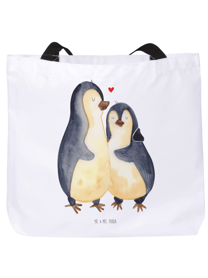Beuteltasche Pinguin umarmen ohne Spruch in Weiß