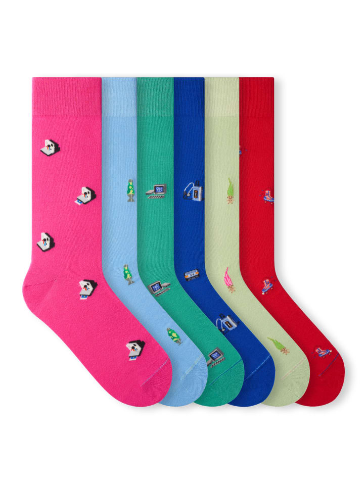 Motivsocken Icon Bundle in Polaroid/Lavalamp/Computer/Walkman/Trolls/Roller
