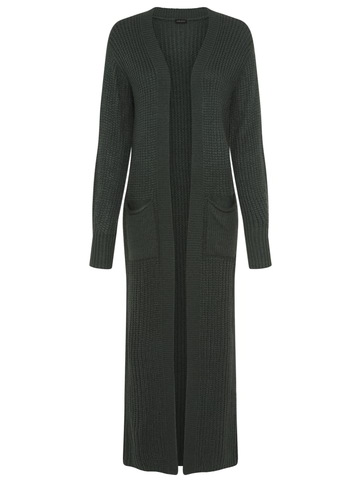 Longstrickjacke in dunkelgrün
