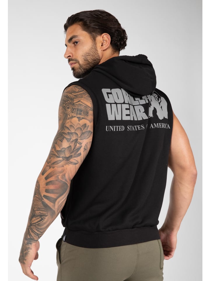 ärmelloser Hoodie mit Reißverschluss - Springfield - Schwarz