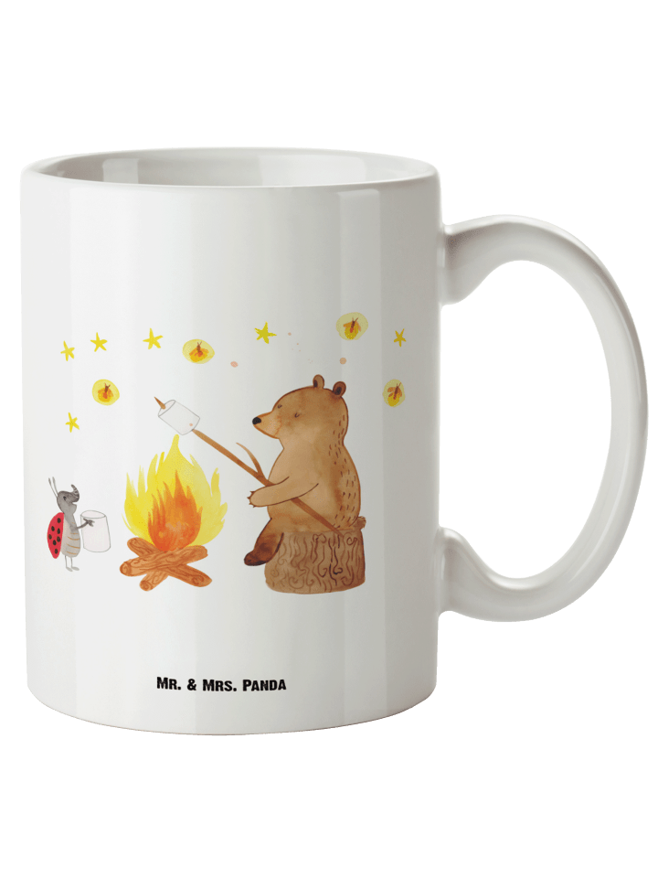 Pott Bär & Marienkäfer Lagerfeuer ohne Spruch in Weiß