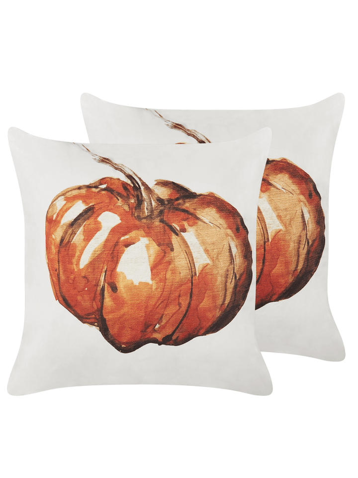 2er-Set Dekokissen CURBITA in Beige/Orange