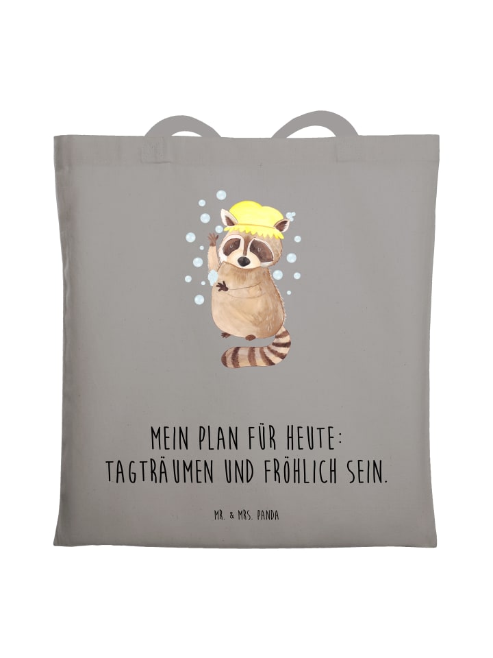 Tasche Waschbär mit Spruch in Light Grey