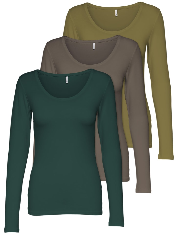 3er-Set Basic Langarmshirt in Mix8 TG/GM/WA