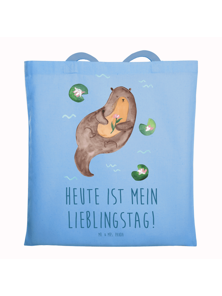 Umhängetasche Otter Seerose mit Spruch in Sky Blue