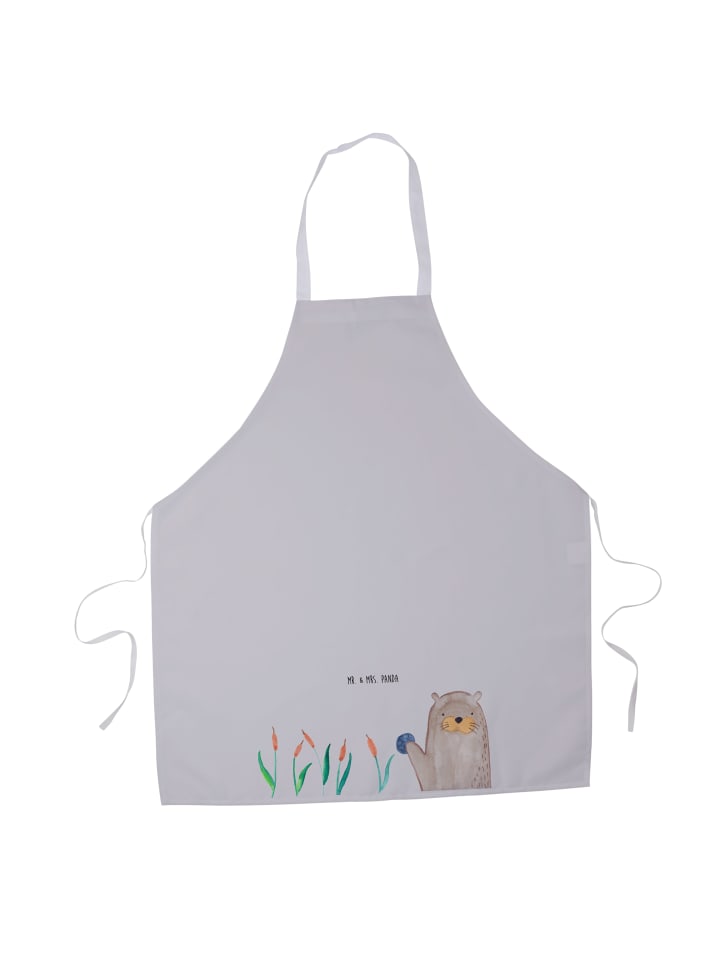 Schürze Otter Stein ohne Spruch in Grau Pastell