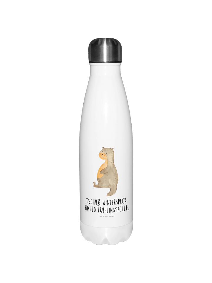 Trinkflasche Otter Bauch mit Spruch in Weiß