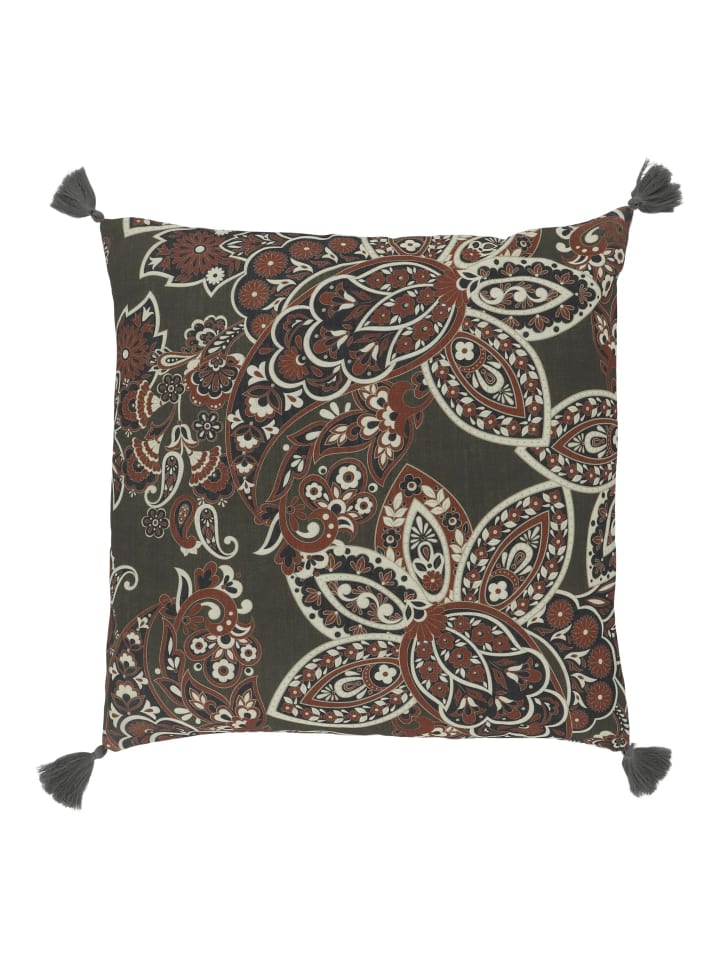 Aix Kissenbezug Paisley mit Quasten in terracotta