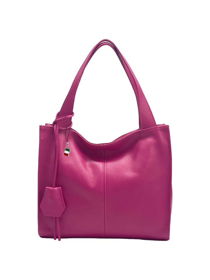 Florence Schultertasche, Shopper Leder fuchsia, rosa ca. 33cm