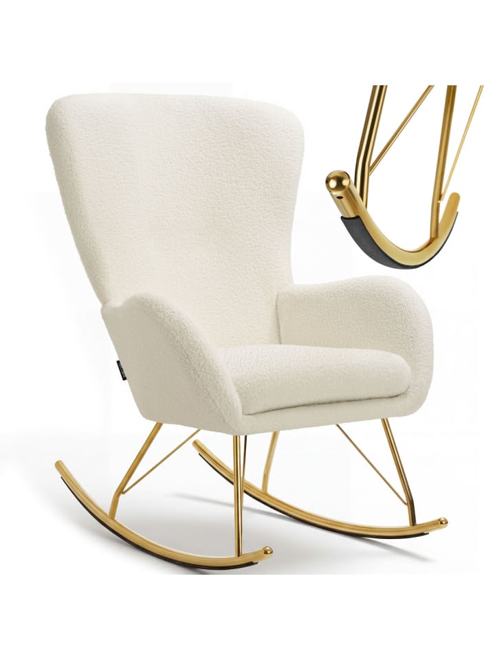 Schaukelstuhl Swing, 70 x 93 x 100 cm, Belastbarkeit 120 kg, creme/gold