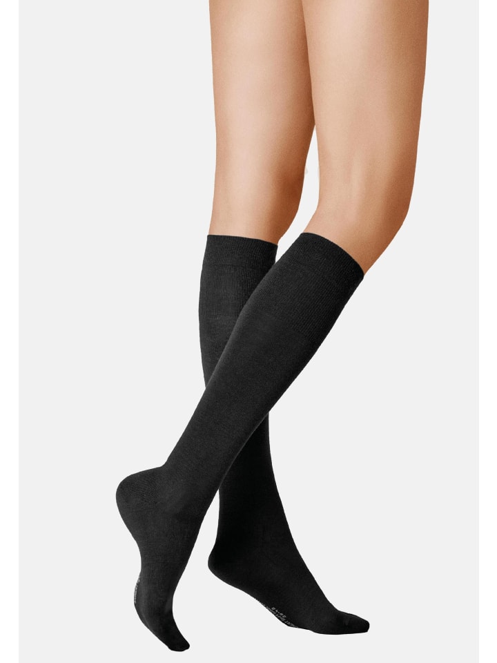 Kniestrümpfe Soft Wool Cotton weich in Black
