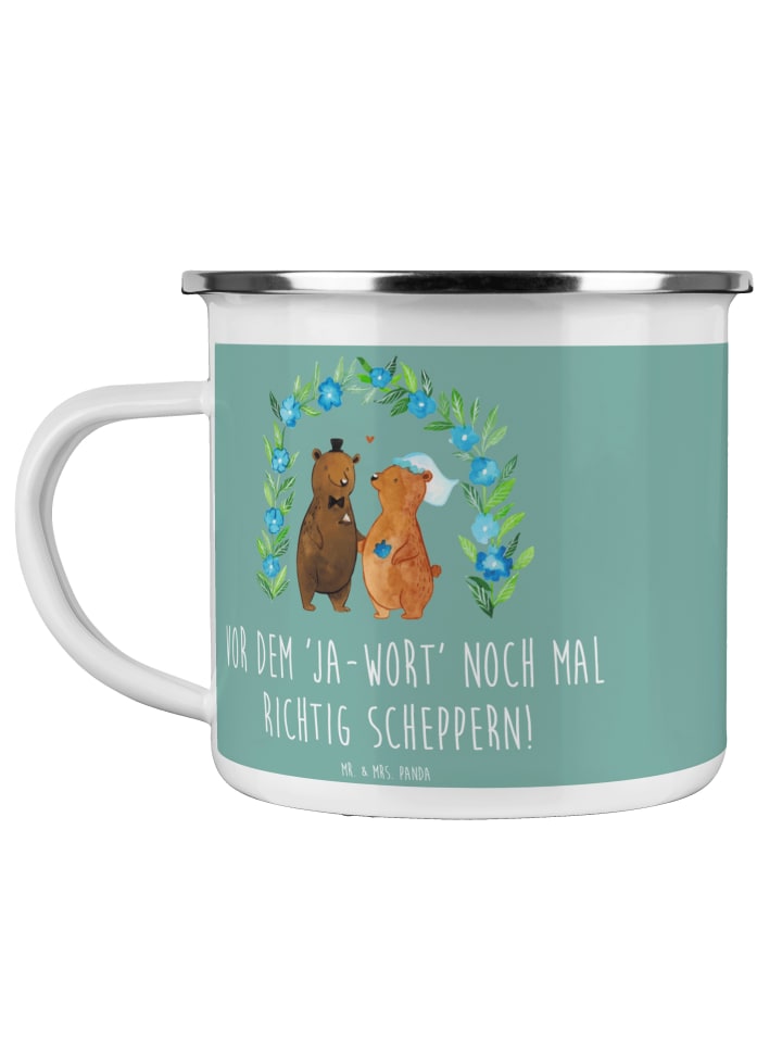 Kaffeebecher Polterabend Spaß mit Spruch in Meeresbrise