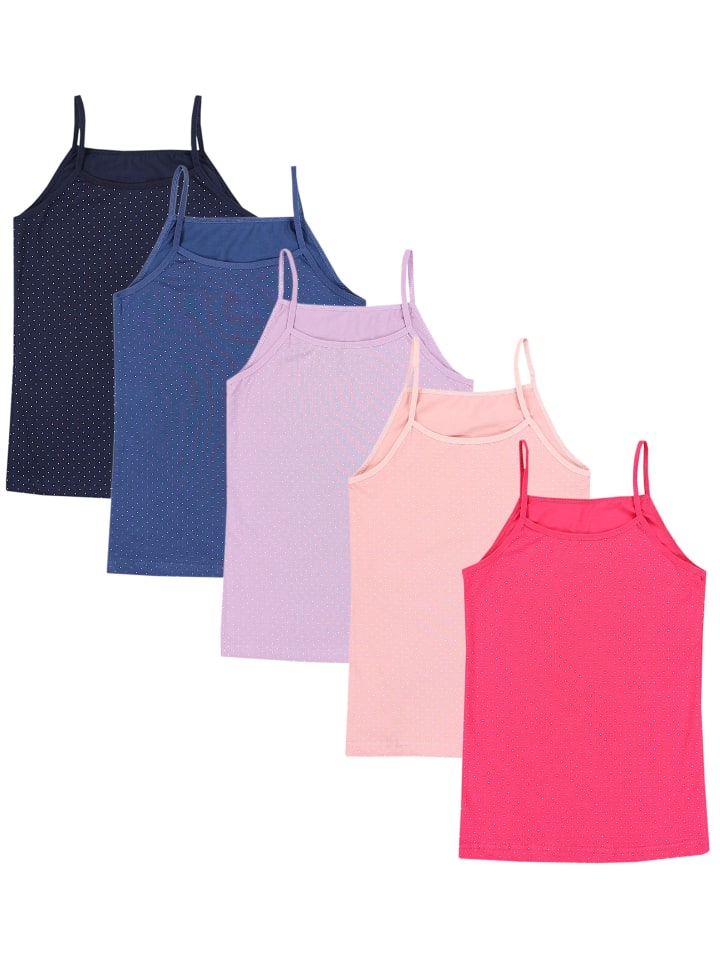 Mädchen Unterhemd Spaghettiträger Top 5er Pack in rosa/lila