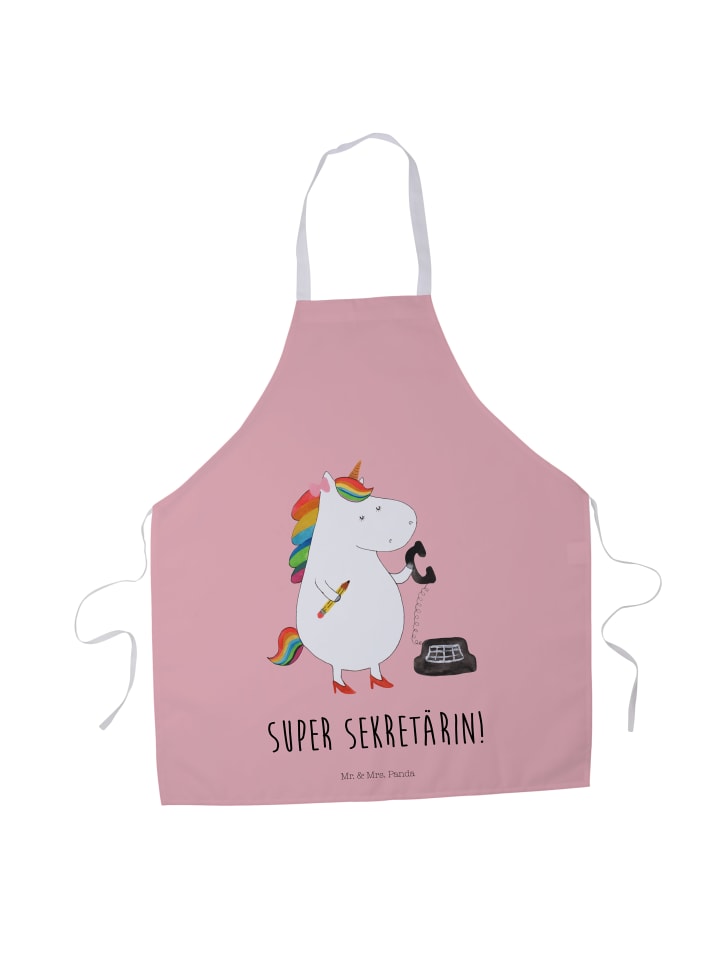 Schürze Einhorn Sekretärin mit Spruch in Rot Pastell