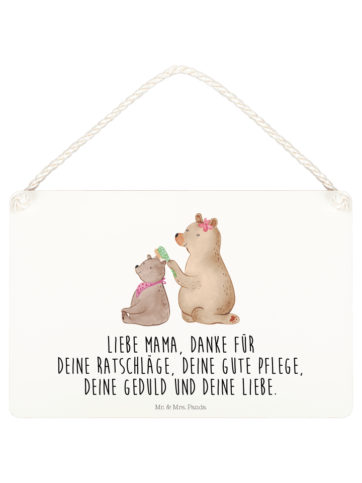 Wandtafel Bär Kind mit Spruch in Weiß