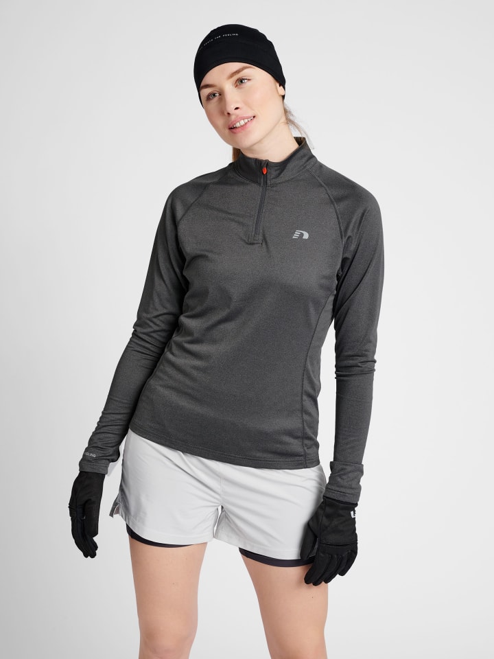 Reißverschluss Sweatshirt Raglanärmel Women 1/2 Damen in FORGED IRON MELANGE