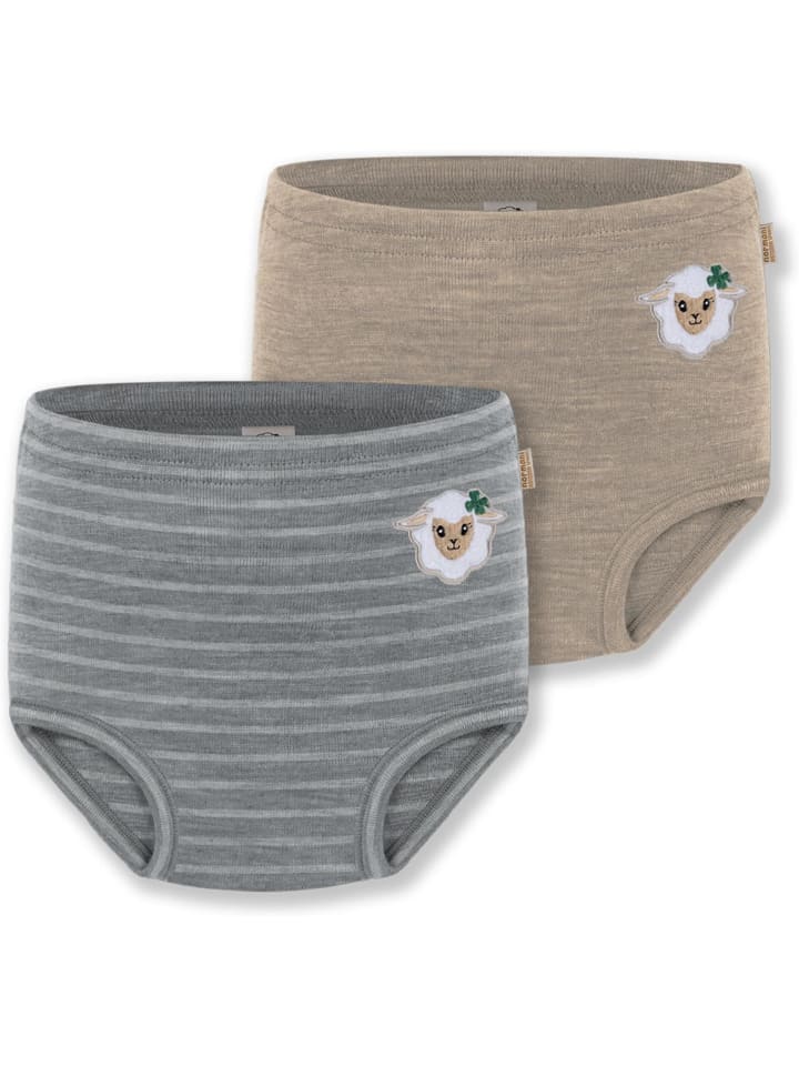 2er Pack Baby Merino Windelhose Tokoroa in Beige/Grau