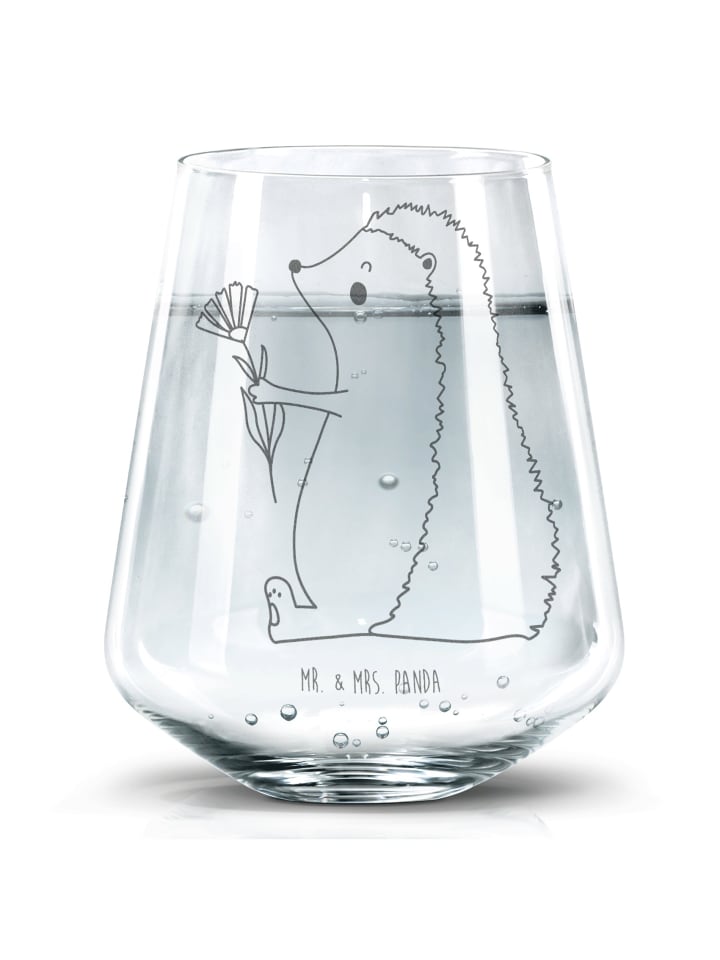 Gravur Glas Igel Blumen ohne Spruch in Transparent