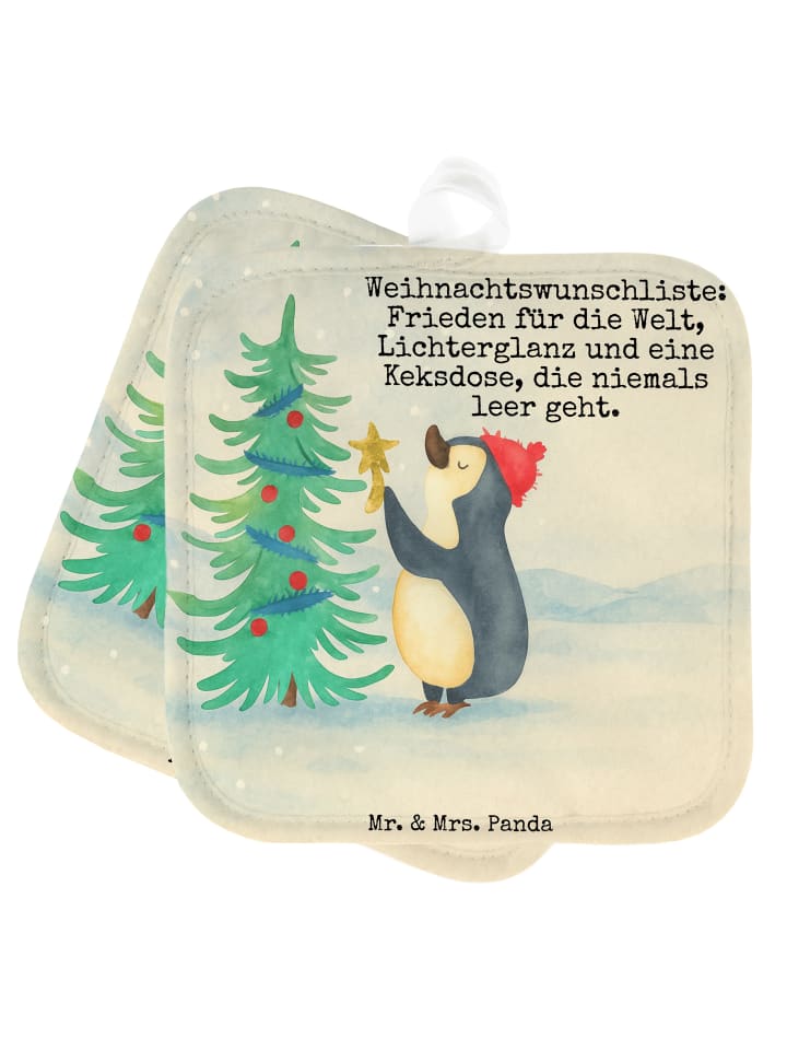 Topflappen Pinguin Weihnachtsbaum Design mit Sp... in Weiß