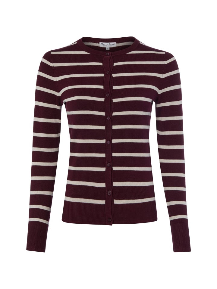 Strickjacke in bordeaux ecru - 0001