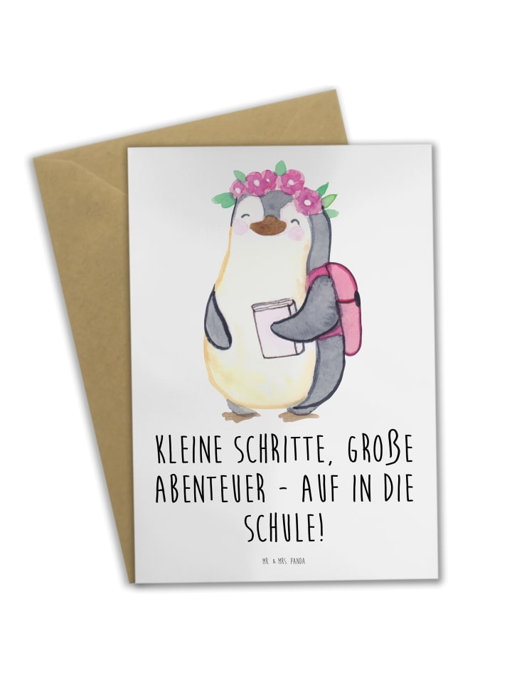 Grußkarte Schulanfang Abenteuer mit Spruch in Weiß