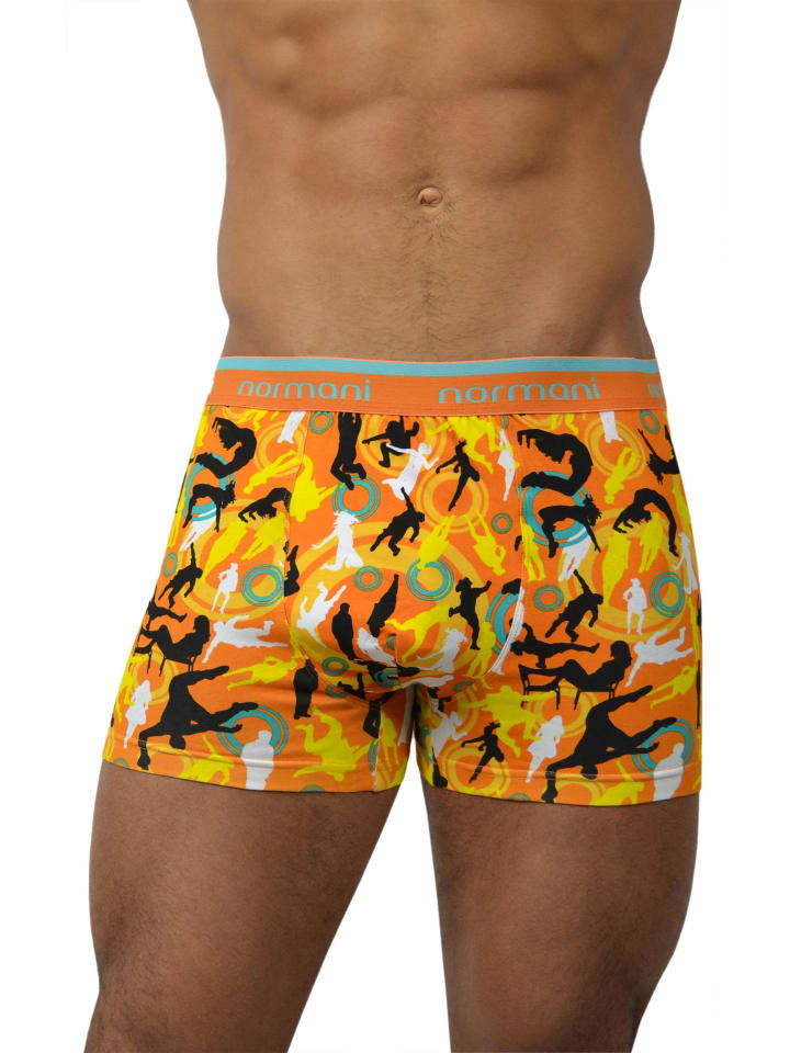 6 Stück Retro Boxershorts aus Baumwolle in Dance and Style/Orange