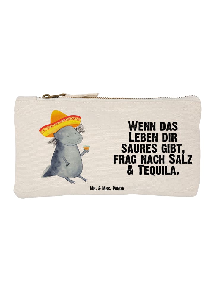 Kulturbeutel Axolotl Tequila mit Spruch in Weiß