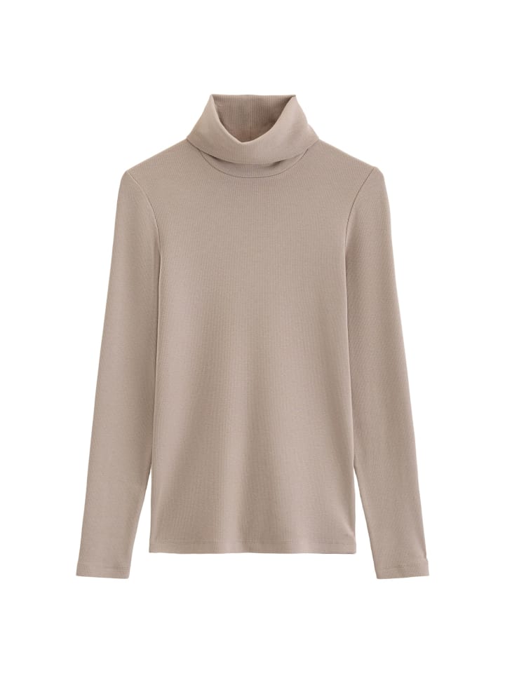 Rollkragen-Longsleeve aus Ripp-Jersey in Chalky Mauve