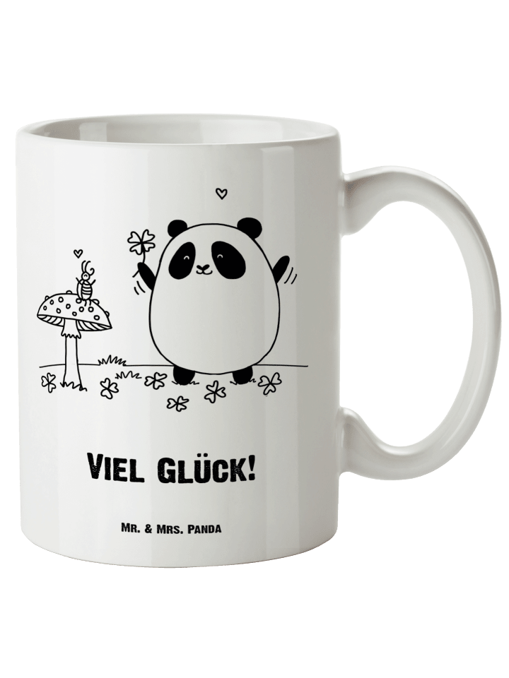 Kaffeetasse Panda Glück mit Spruch in Weiß
